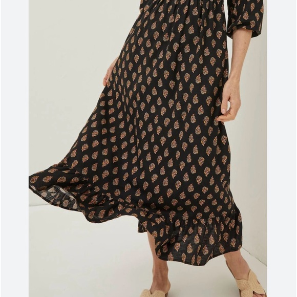 Fat Face Adele Woodblock Midi Dress blk/peacock - Picture 4 of 10